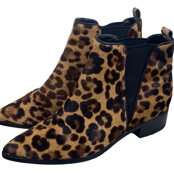 Marc Fisher Yale Ankle Boots Booties Chelsea Sz 6.5 Animal Print Calf Hair - Picture 3 of 10